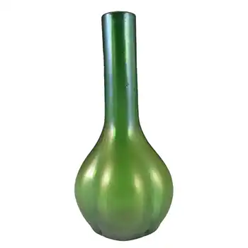 Art Nouveau 1900's Iridescent Green Glass Vase