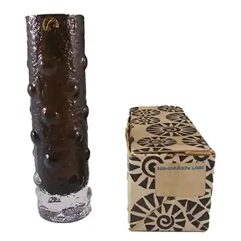 Riihimaki #1462 Riihimaen Tamara Aladin Brown Textured Glass Vase