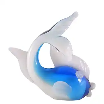 Murano Vintage Alabastro Blue & White Glass Fish Sculpture