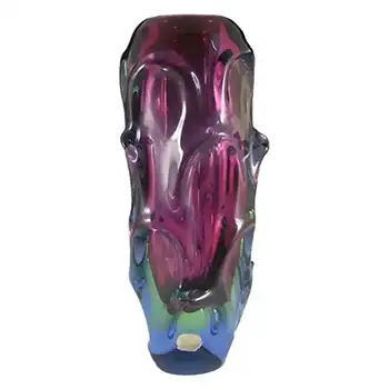 Skrdlovice #5988 Czech Purple & Blue Glass Vase by Jan Beránek