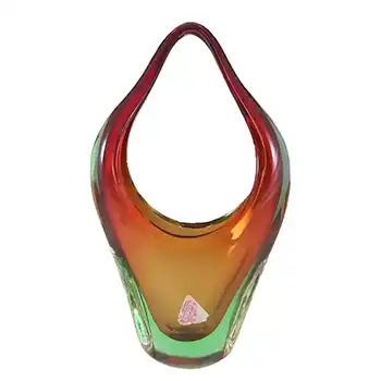 Ferro & Lazzarini Murano Red & Green Sommerso Glass Sculpture