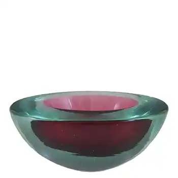 Murano Geode Pink & Turquoise Sommerso Glass Oval Bowl