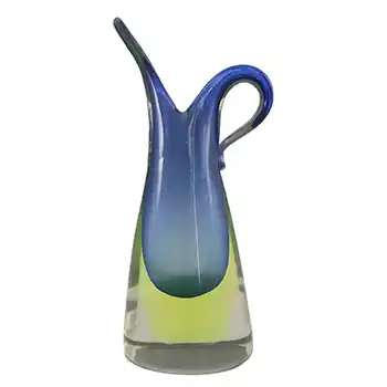 Murano/Venetian Blue & Uranium Sommerso Glass Vase/Jug
