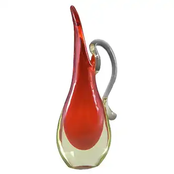 Murano/Venetian Red & Uranium Green Sommerso Glass Jug/Vase