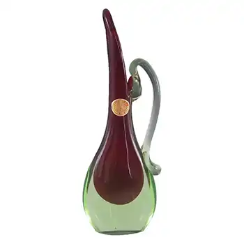 Murano/Venetian Red & Uranium Sommerso Glass Vase/Jug