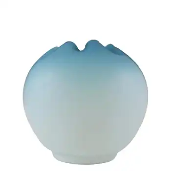 Victorian Satin Cased Glass Blue & White Rose Bowl / Posy Vase