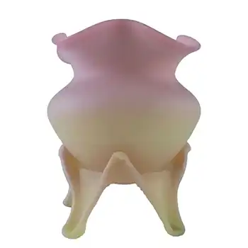Mount Washington Victorian Burmese Pink & Yellow Glass Vase