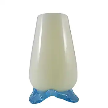 Victorian Uranium Custard Glass Blue & Ivory Antique Vase