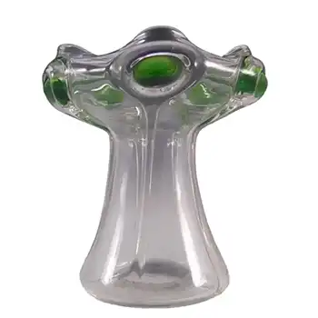 Victorian Green & Clear Glass Peacock Eye Trails / Cairngorm Vase