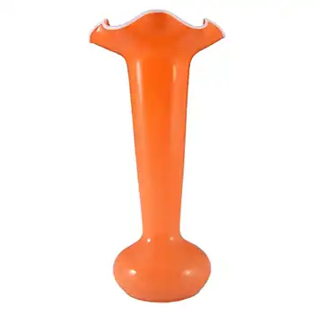 Welz Czech Art Deco Orange & White Tango Glass Vase