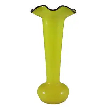 Welz Czech Art Deco Yellow & Black Tango Glass Vase