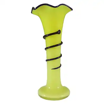Welz Czech Art Deco Yellow & Blue Tango Glass Vase