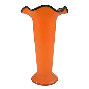 Czech/Bohemian 1930's Orange & Black Tango Glass Vase #2