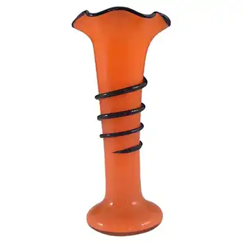 Czech/Bohemian 1930's Red & Black Tango Glass Vase