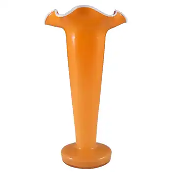 Welz Czech Art Deco Orange & White Tango Glass Vase