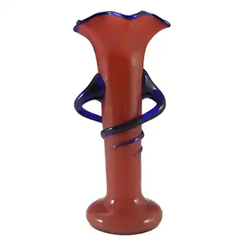 Czech/Bohemian 1930's Red & Blue Tango Glass Vase