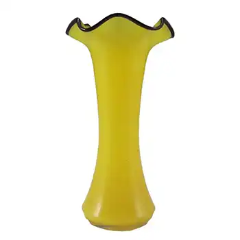 Czech/Bohemian 1930's Yellow & Black Tango Glass Vase