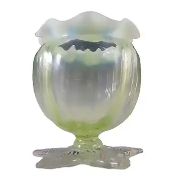 Victorian Vaseline Uranium Opalescent Glass Posy Vase