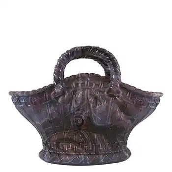 Davidson 1890's Purple Malachite/Slag Glass Basket Bowl #234
