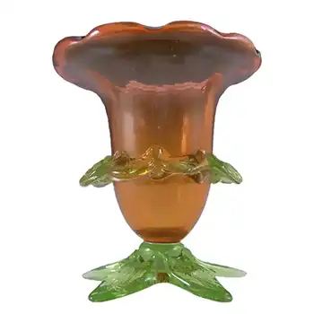 Victorian Cranberry Red + Uranium Green Glass Posy Vase