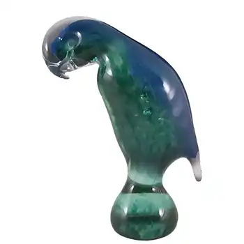 RARE Wedgwood Blue & Green Glass Parrot Paperweight