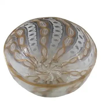 Murano Zanfirico & Copper Aventurine Glass Dish/Bowl