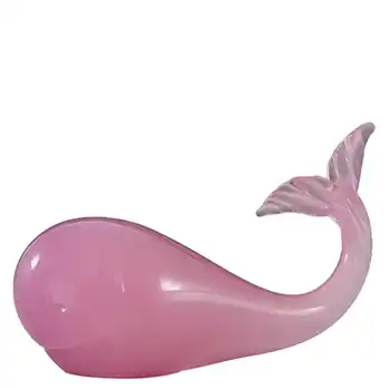 Murano Vintage Pink Alabastro Glass Whale Sculpture