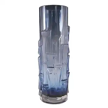 Aseda Swedish Blue Glass Bark 9.5" Vase - Bo Borgstrom B5/832