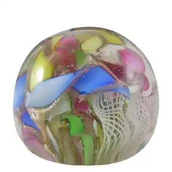 AVEM Murano 1950's Zanfirico + Aventurine Glass Paperweight