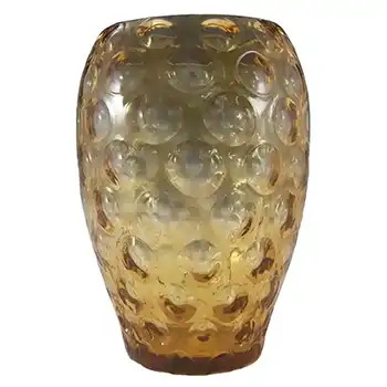 Borske Sklo 1950's Amber Glass Optical 'Olives' Vase