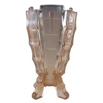 Bagley #3007 Art Deco 8.5" Vintage Pink Glass 'Bamboo' Vase