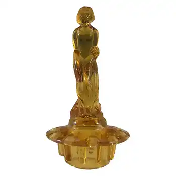 Müller & Co 'September Morn' Art Deco Amber Glass Lady Figurine