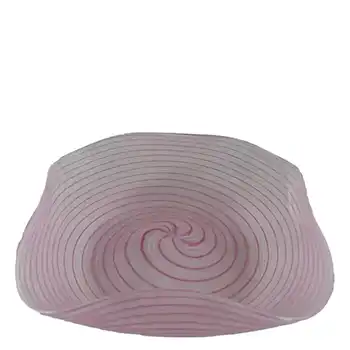 Murano 1950's Pink & White Filigree Glass Bowl