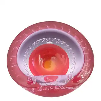 Galliano Ferro Murano Red & Lilac Neodymium Glass Bullicante Bowl