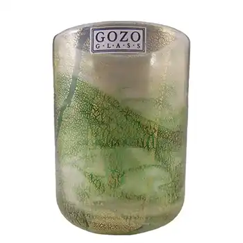 Gozo Maltese Green Gold Leaf Glass 'Verdi' Vase - Signed