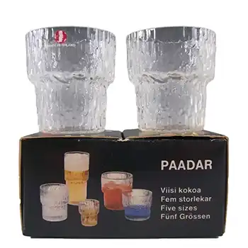 Iittala Glass Pair Paadar Tumblers Tapio Wirkkala - Boxed
