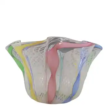 Murano Zanfirico & Copper Aventurine Glass Dish/Bowl #2