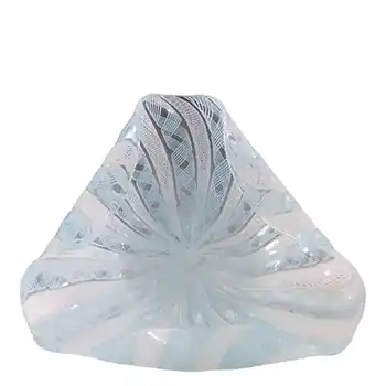 Murano Blue & White Glass Zanfirico Filigree Bowl #2
