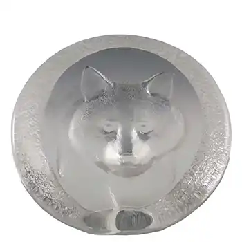 Mats Jonasson #3334 Glass Raccoon Paperweight - Signed