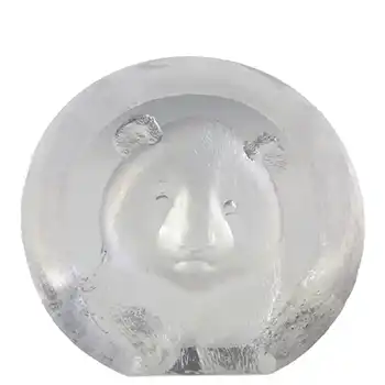 SIGNED Mats Jonasson Vintage Glass Bear Paperweight - Label