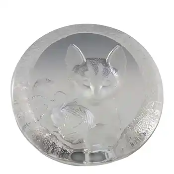 Mats Jonasson #3333 Glass Kitten/Cat Paperweight - Signed