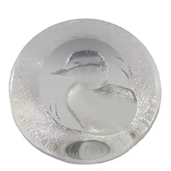 Mats Jonasson Swedish Glass Duck Paperweight - Marked
