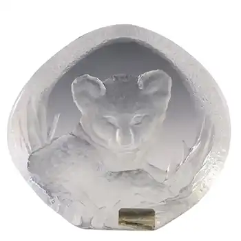 Mats Jonasson #3376 Glass Lion Cub Paperweight - Signed