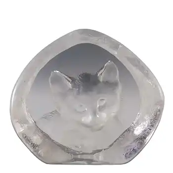 Mats Jonasson #3929 Glass Cat/Kitten Paperweight - Signed