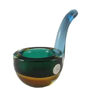 Unusual Murano Green, Amber & Blue Glass Bowl