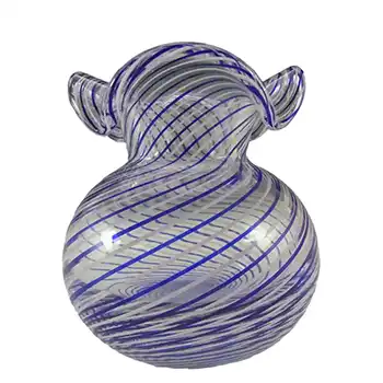 Venetian Murano Blue & White Filigree Glass Vase