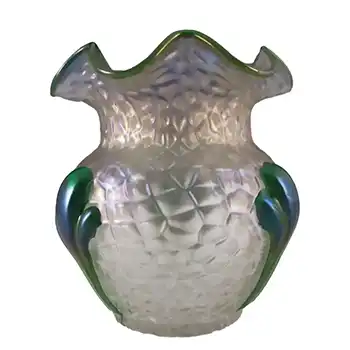 Art Nouveau 1900's Iridescent Kralik Glass "Martelé" Vase