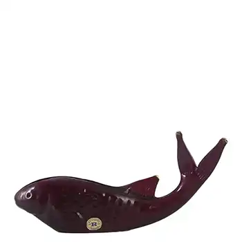 Reijmyre Swedish Dark Red Glass Fish Sculpture - Labelled