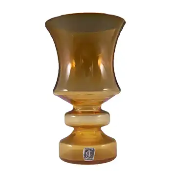 JC 1970's Scandinavian Orange Glass Hooped Vase