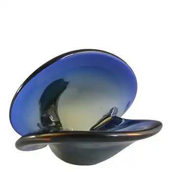 Seguso Dalla Venezia Murano Blue Glass Clam Bowl/Vase